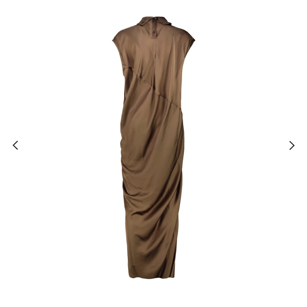 Rick Owens Taupe Cap-Sleeve Draped Maxi Dress
